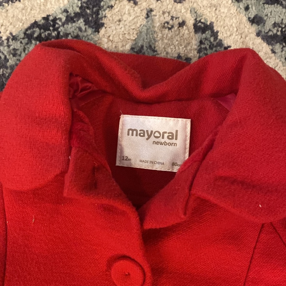 Mayoral Baby Girl Red Plush Coat 12m - Picture 4 of 4